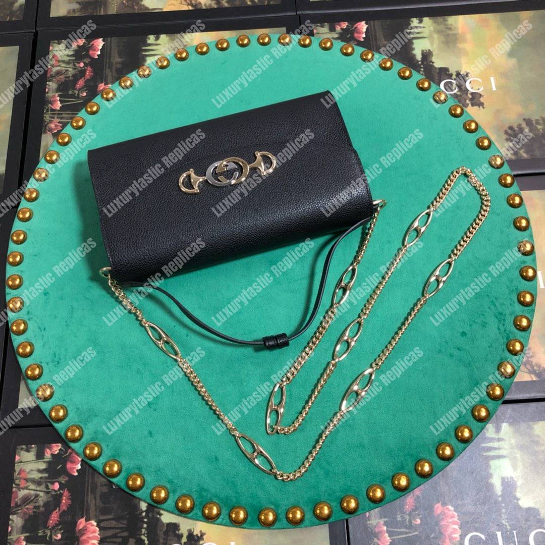 G*u*i zumi black smooth leather small shoulder bag