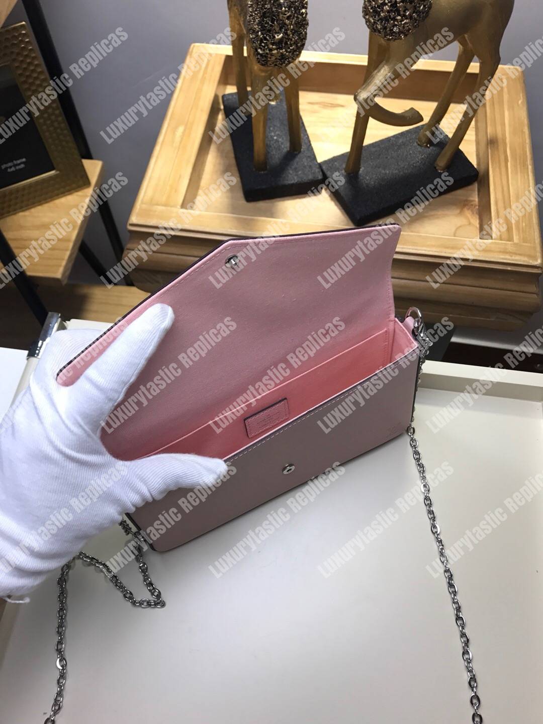 LV Pochette Felicie Epi Leather Rose Ballerine