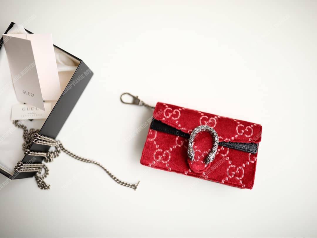 G*u*i dionysus gg velvet super mini bag red