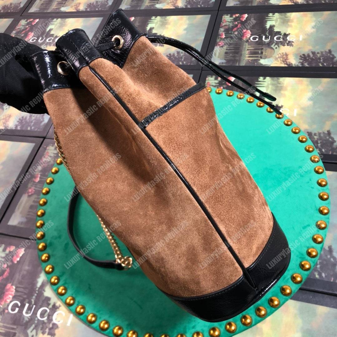 G*u*i rajah medium bucket bag brown