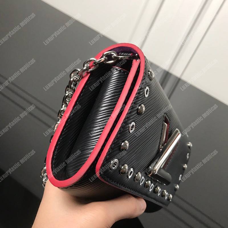 LV Twist Chain Wallet Epi Leather Black