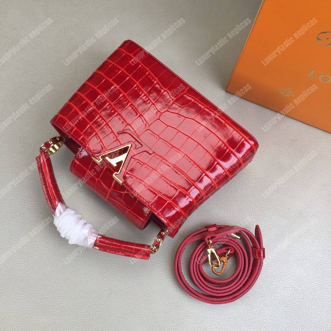LV Capucines Mini Crocodilien Brillant Cherry