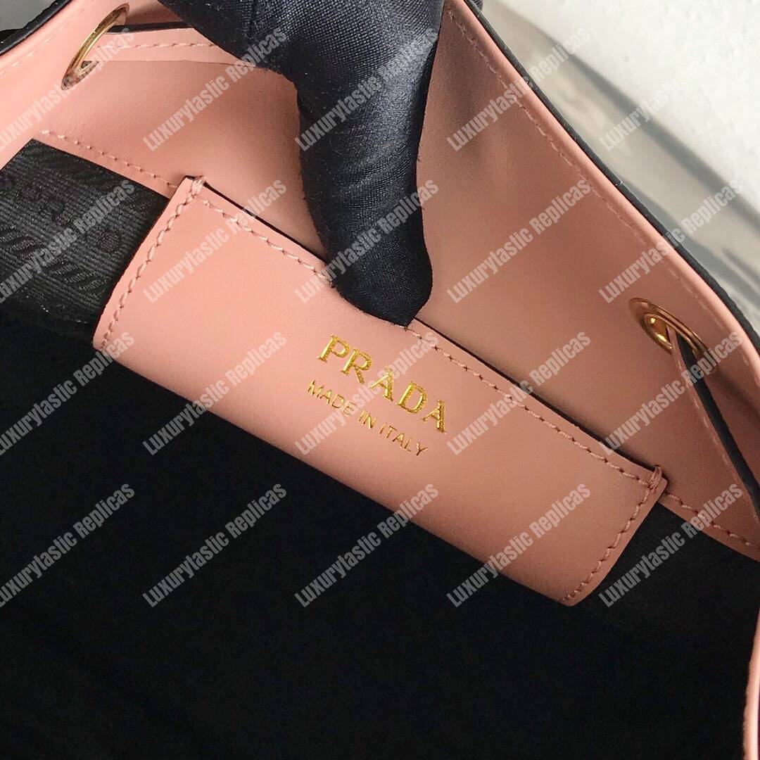Pra*a saffiano leather bucket bag beige