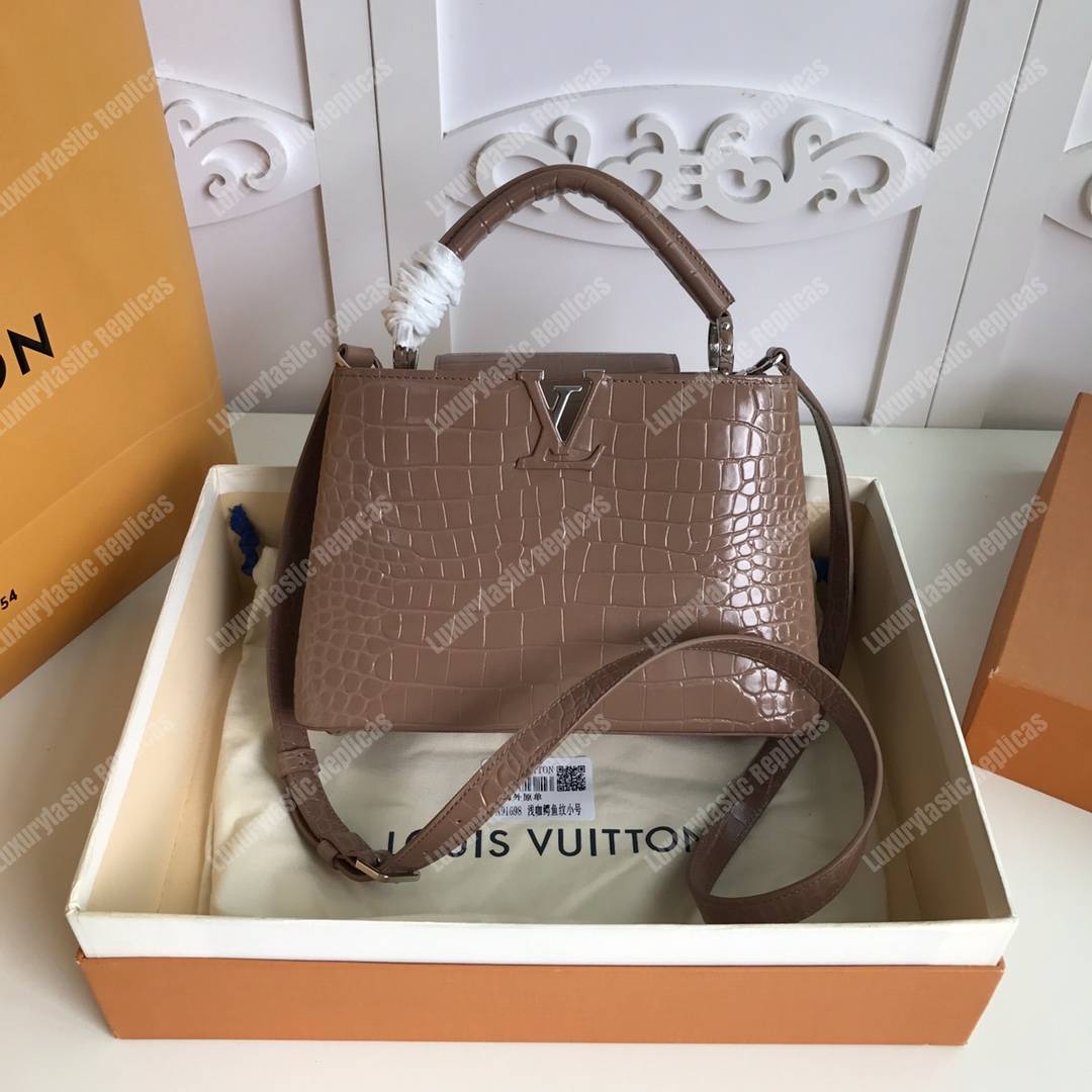 LV Capuccines BB Crocodilien Mat Taupe