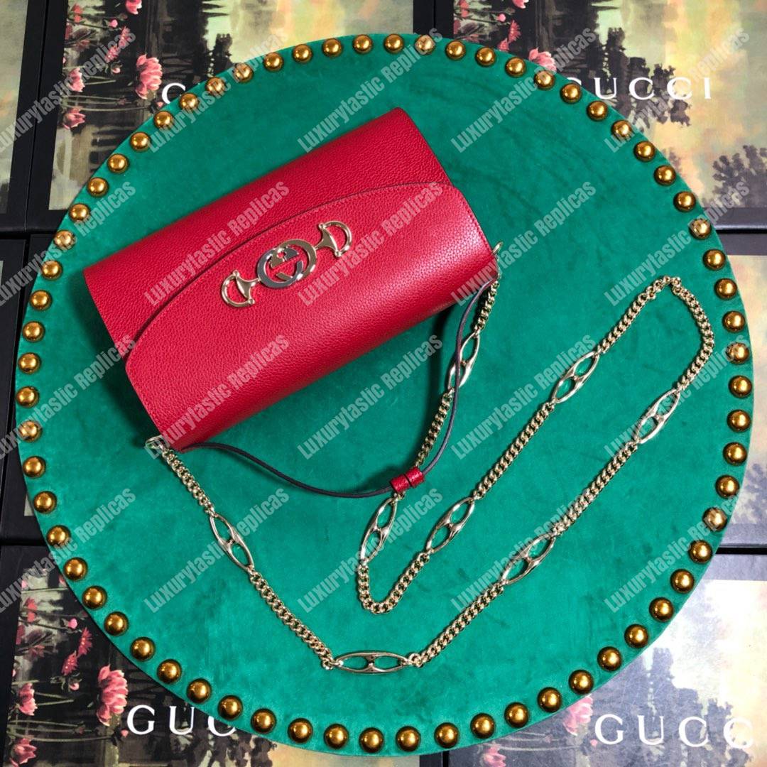 G*u*i zumi hibiscus red smooth leather small shoulder bag