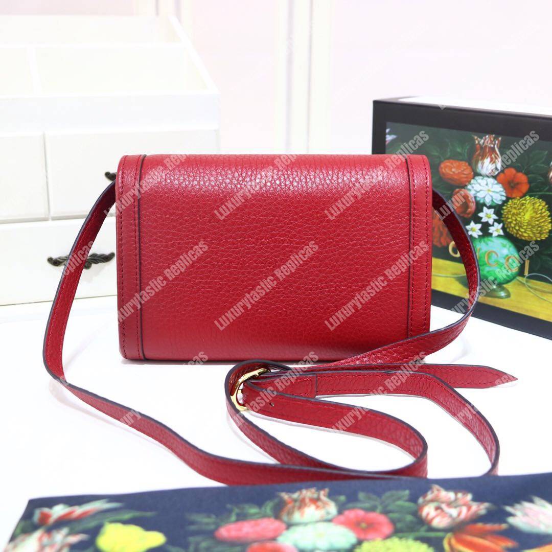 G*u*i gg calfskin mini shoulder flap bag red