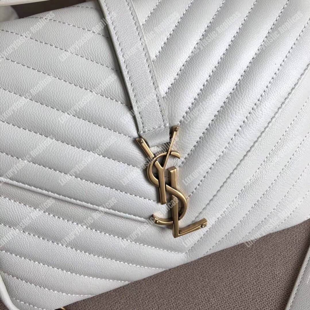 Saint Laurent College Medium In Quilted Leather Blanc Vintage