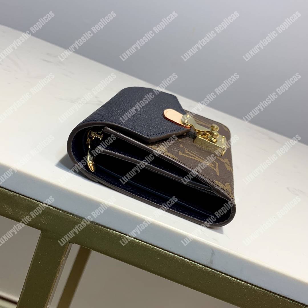 LV Pallas Compact Wallet Monogram Navy Blue