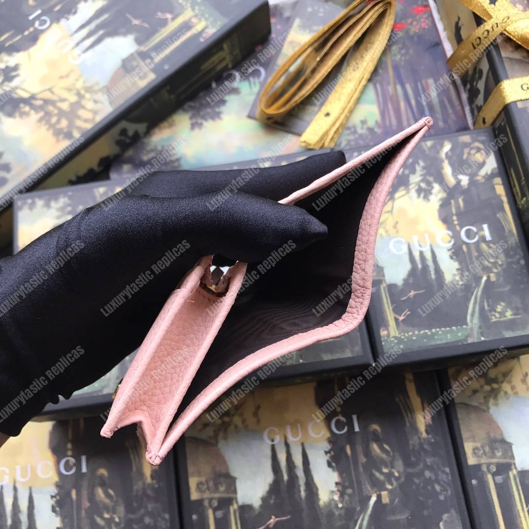 G*u*i leather card case wallet light pink