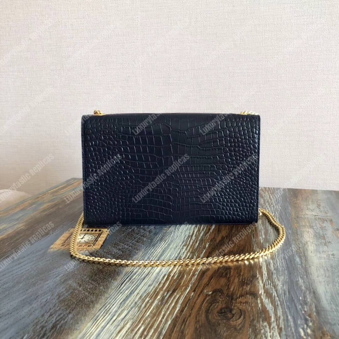 Saint Laurent Medium Kate Tassel Chain Bag Navy Crocodile