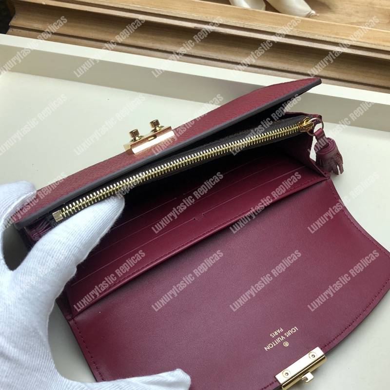 LV Croisette Wallet Damier canvas w/ grained leather Lie De Vin