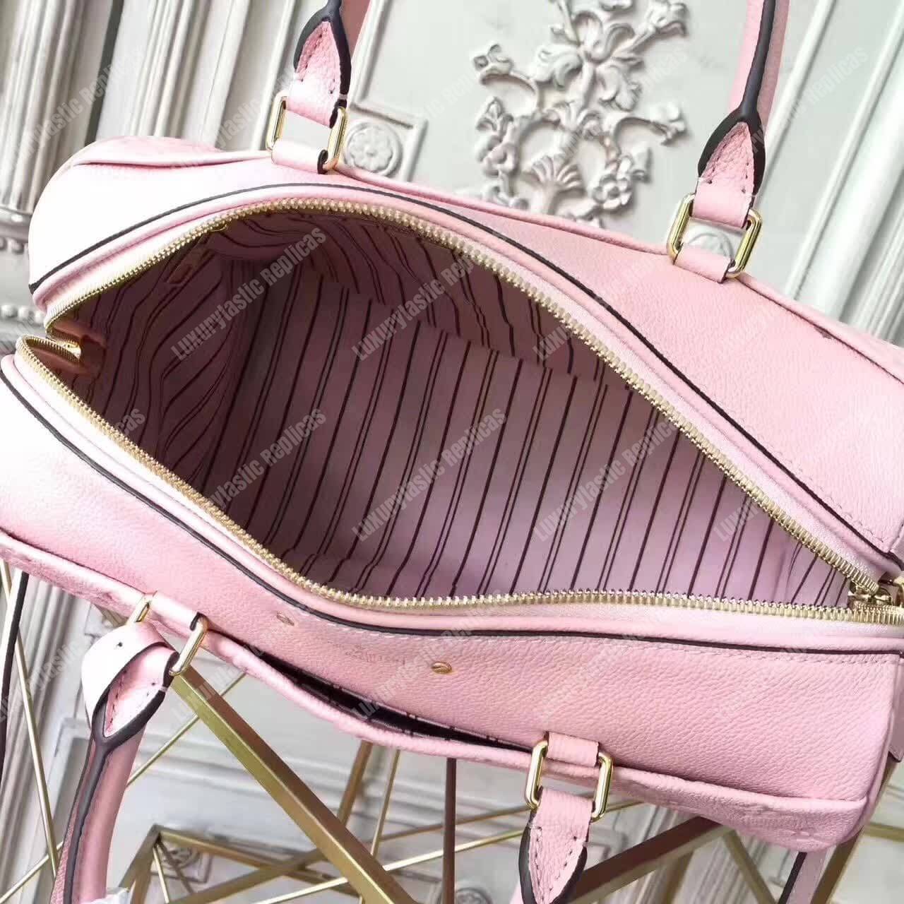 LV Speedy Bandouliere 30 Monogram Empreinte Leather Rose Poudre