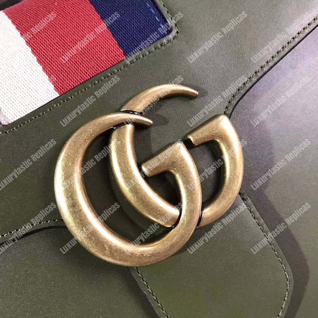 G*u*i gg marmont stylish striped canvas bag green