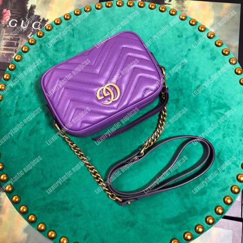 G*u*i gg marmont matelassé mini bag purple