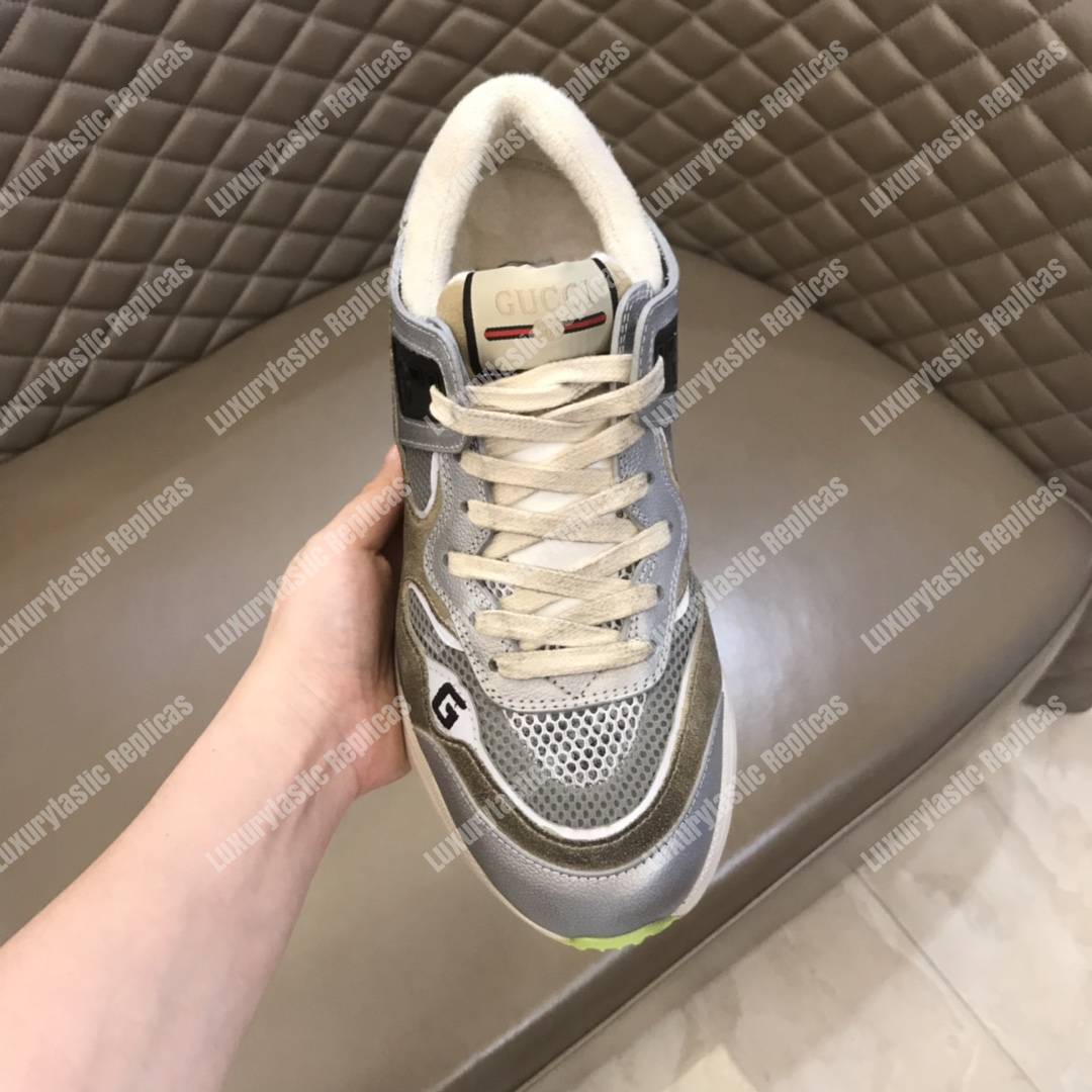 G*u*i ultrapace sneaker silver metallic leather