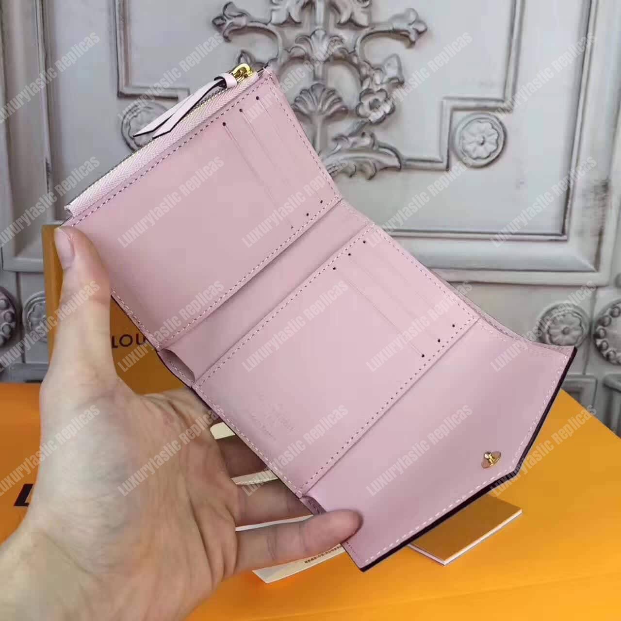 LV Victorie Wallet Monogram Vernis Leather Rose Ballerine