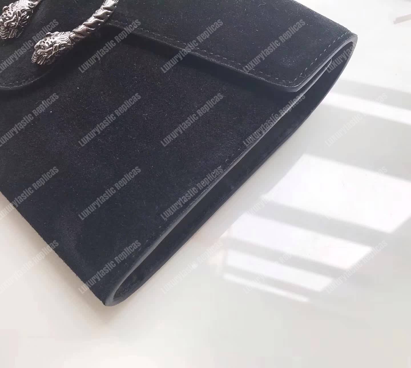 G*u*i dionysus suede mini chain bag black