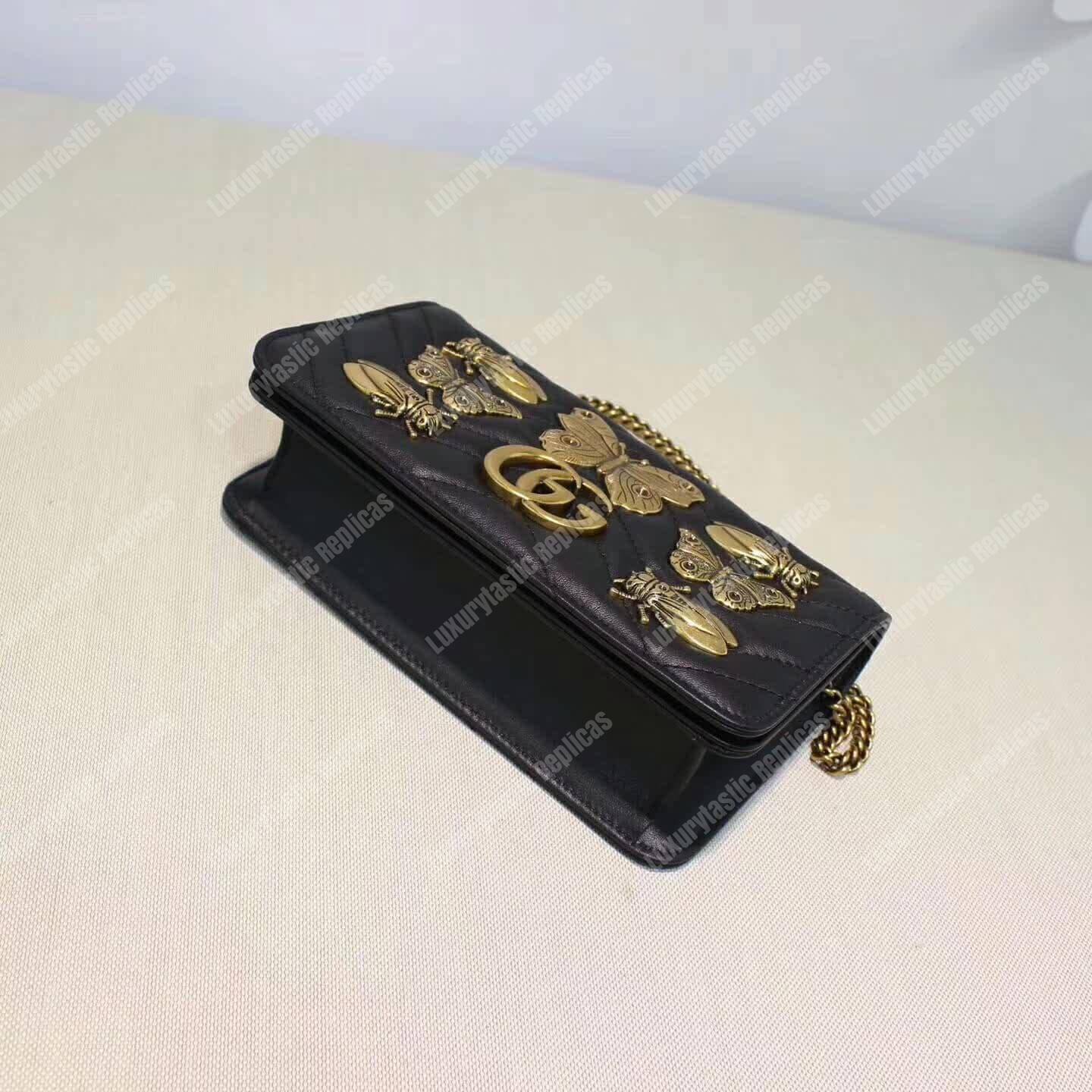 G*u*i gg marmont animal studs mini bag black