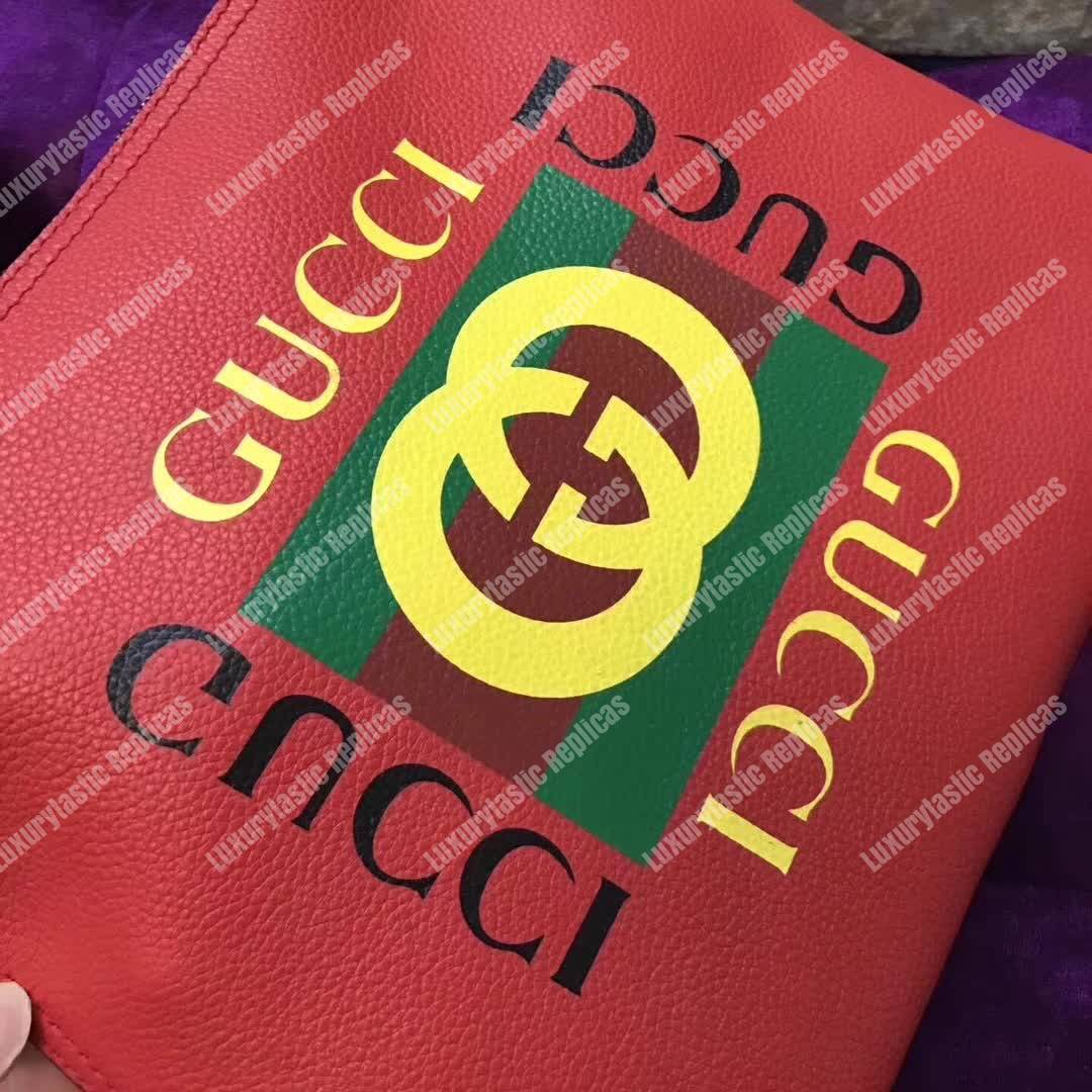 G*u*i print leather medium portfolio red