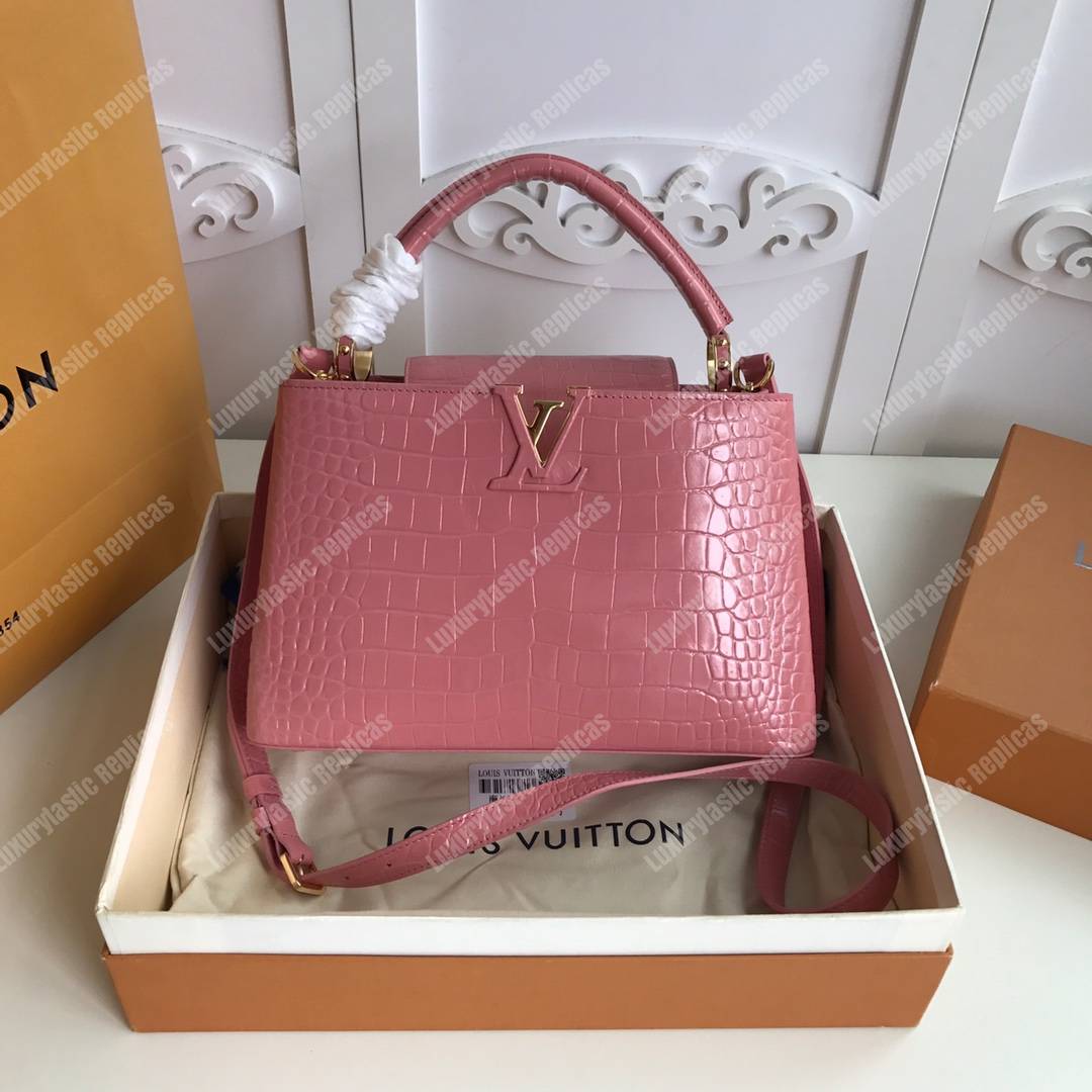 LV Capuccines PM Crocodilien Mat Rose Tourmaline