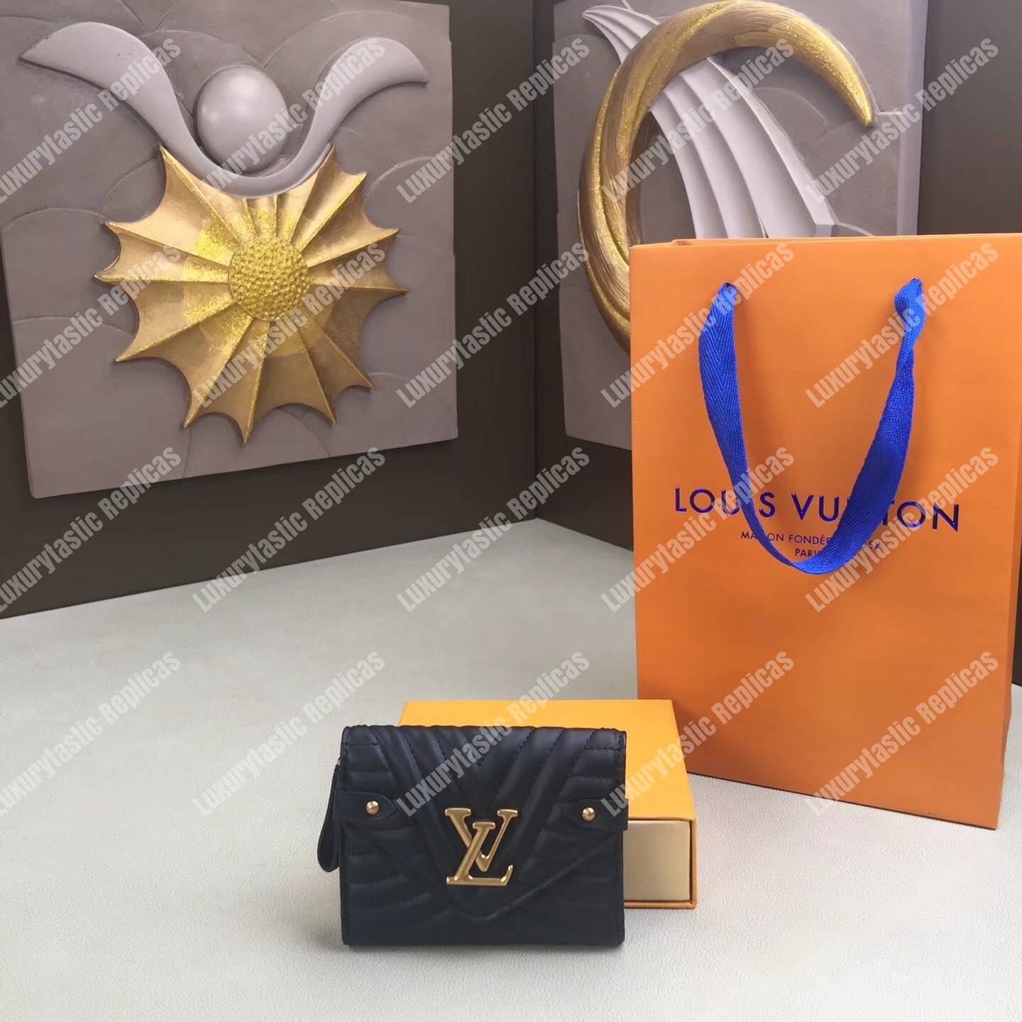 LV New Wave Compact Wallet Black