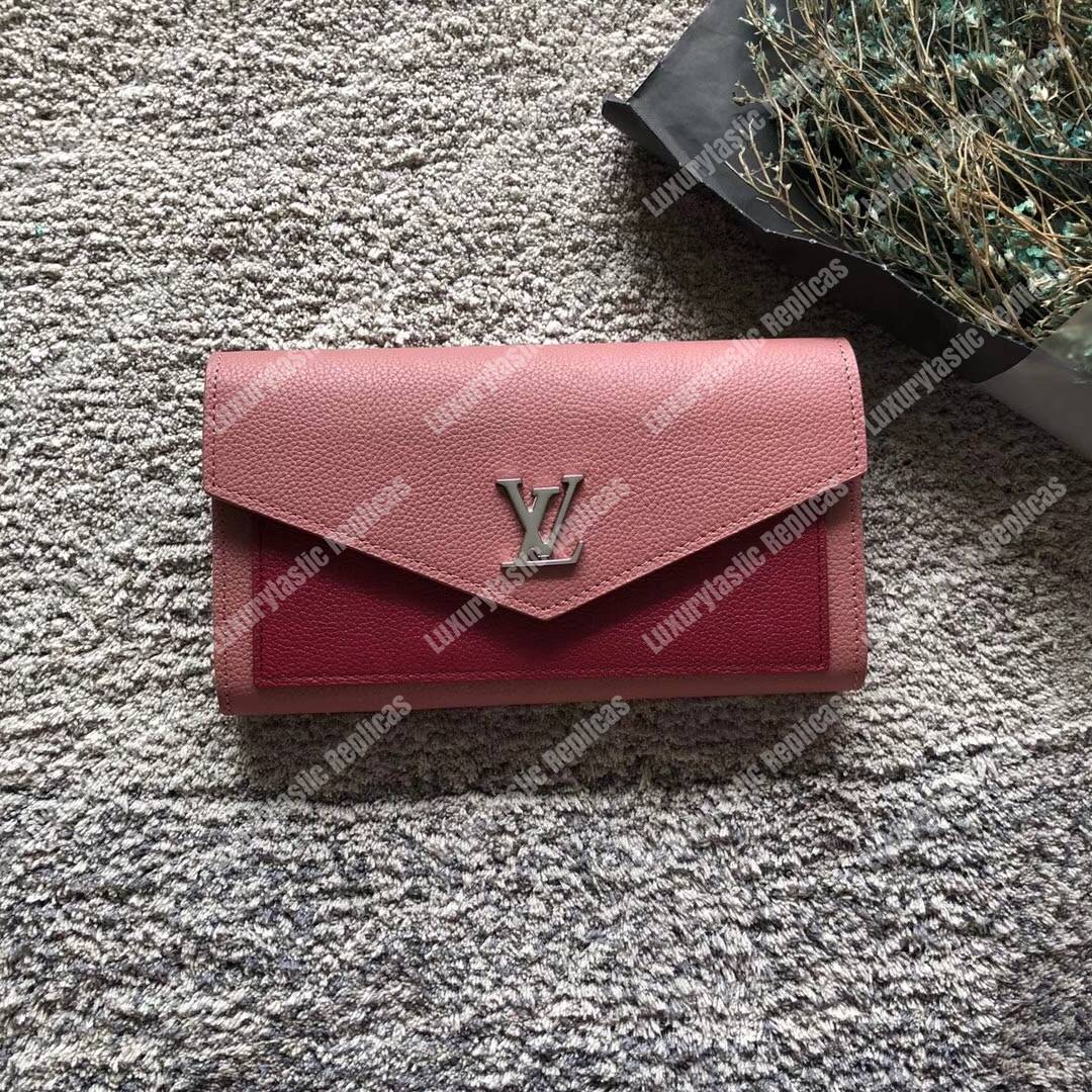 LV MyLockMe Wallet Rose Boudoir Lie de Vin