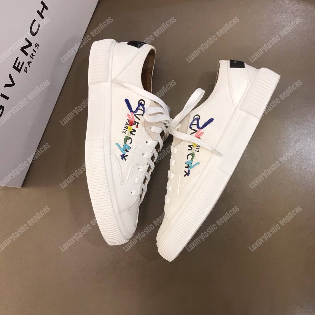 Givenchy Low Sneakers In Canvas White/Multi Colour Print
