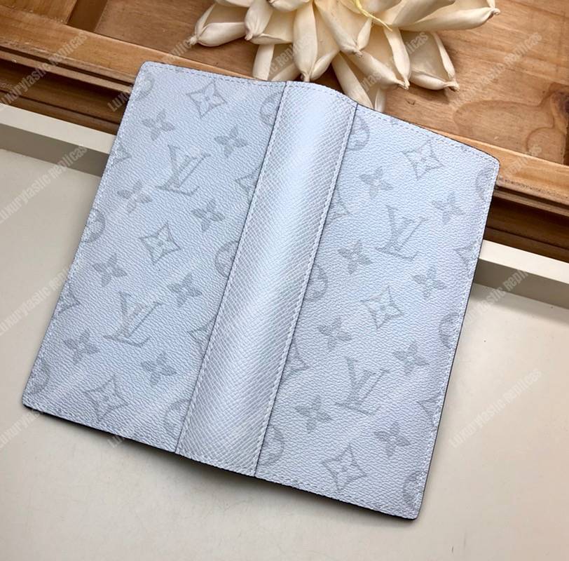 LV Brazza Wallet K45 Taiga Monogram Blanc