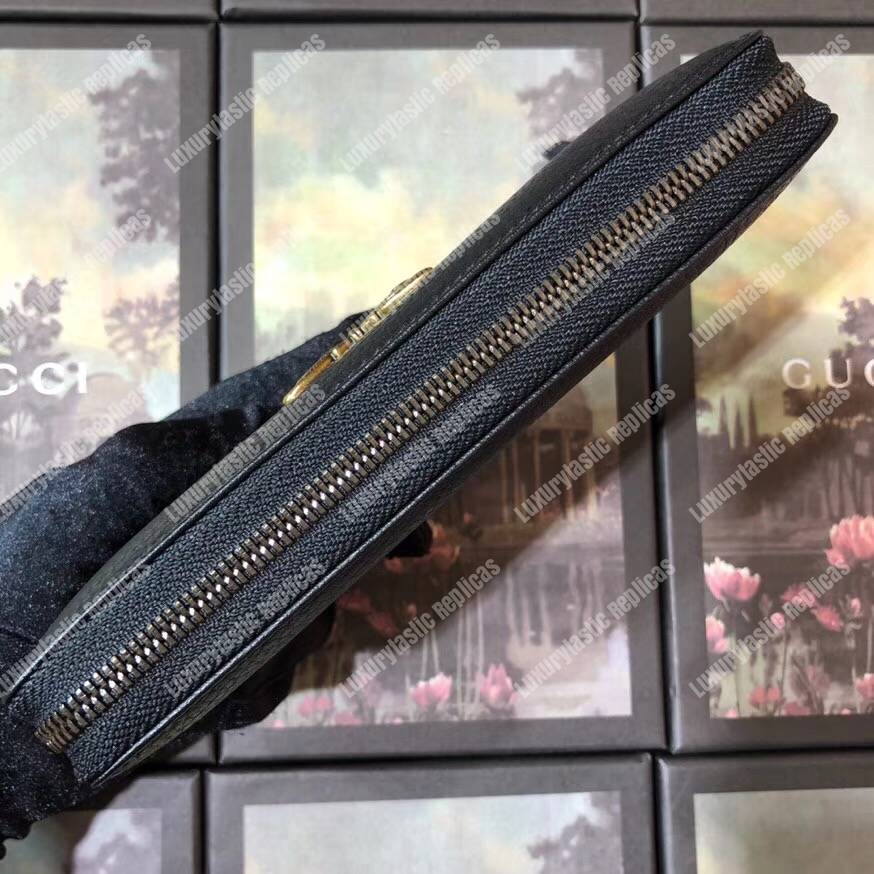 G*u*i garden leather zip around wallet black with butterfly