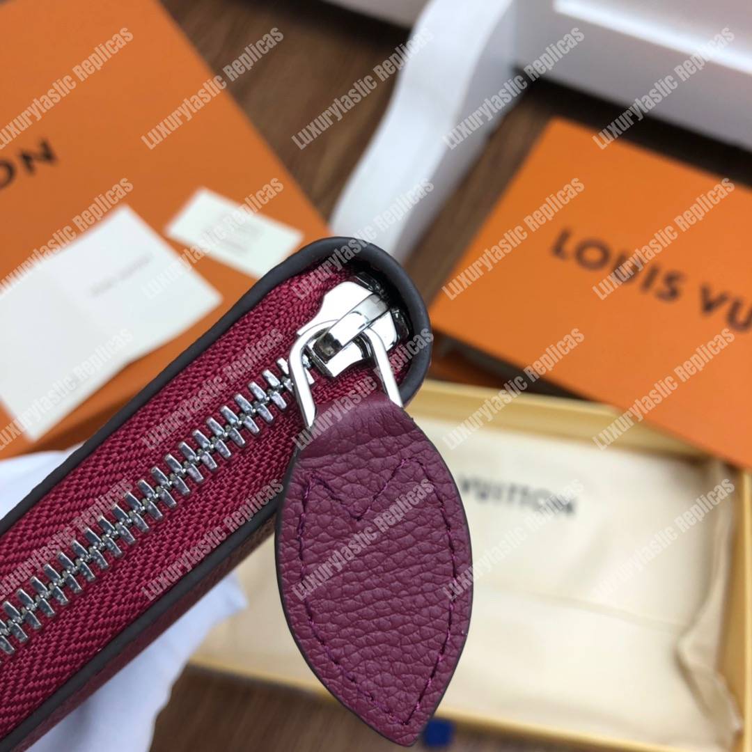 LV Zippy Wallet Mahina Leather Aubergine