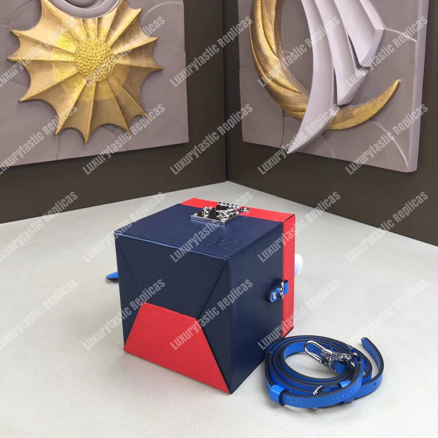 LV Bleecker Box Epi Leather Indigo Coquelicot