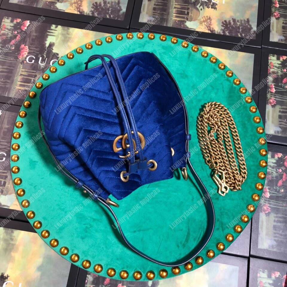 G*u*i gg marmont velvet bucket bag blue