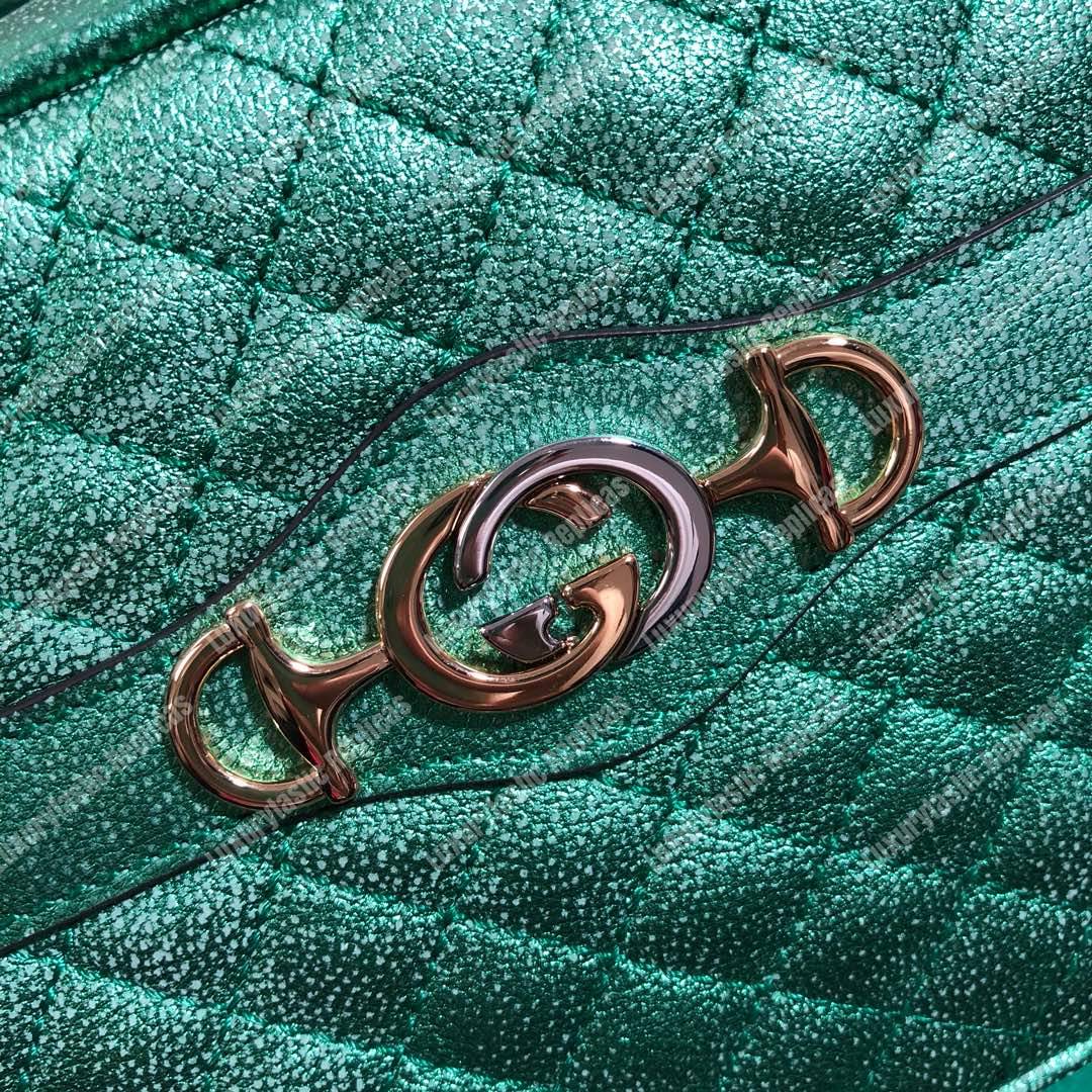 G*u*i mini laminated leather bag green