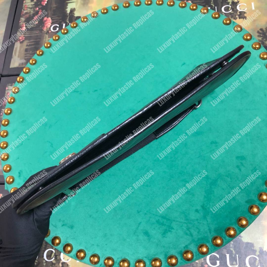 G*u*i medium soft leather messenger bag black