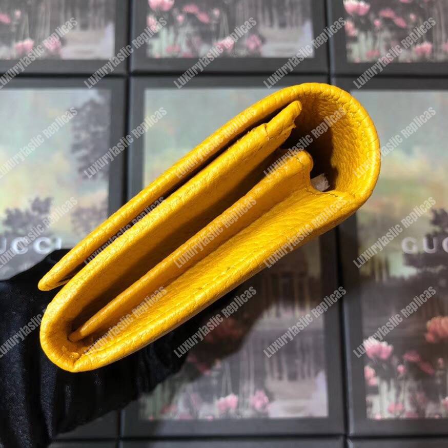 G*u*i garden leather continental wallet yellow with bat