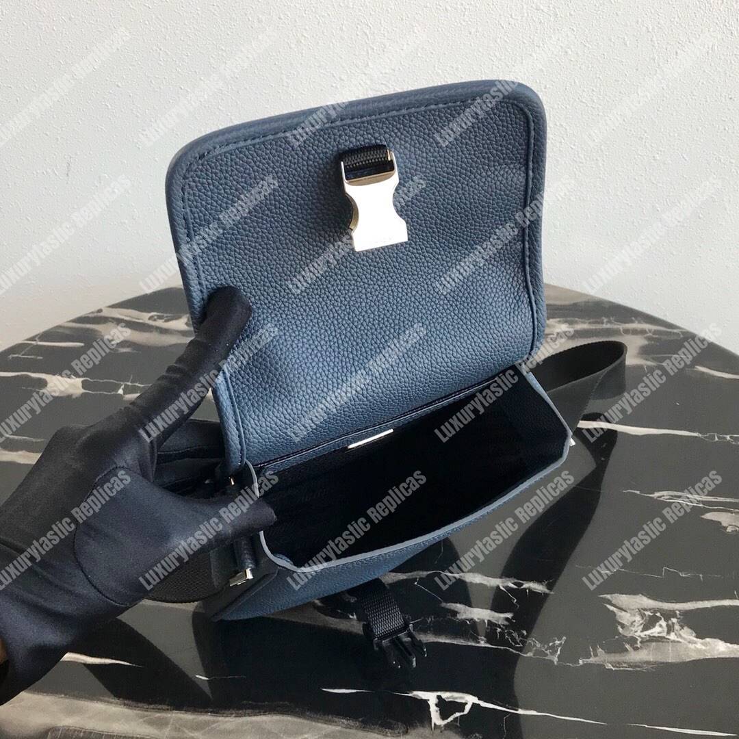 Pra*a saffiano leather shoulder bag blue