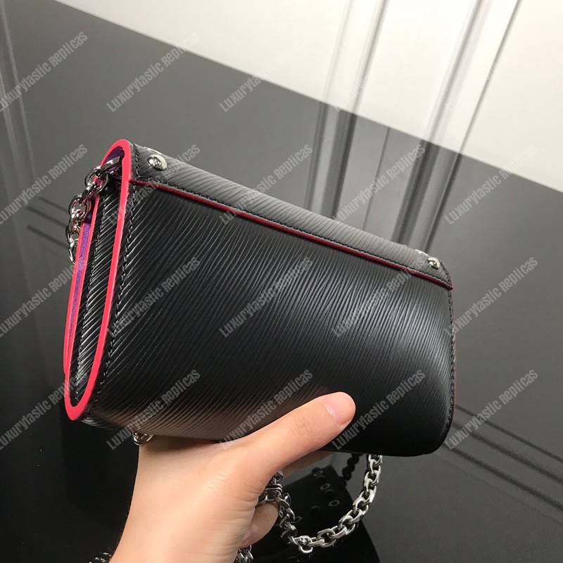 LV Twist Chain Wallet Epi Leather Black