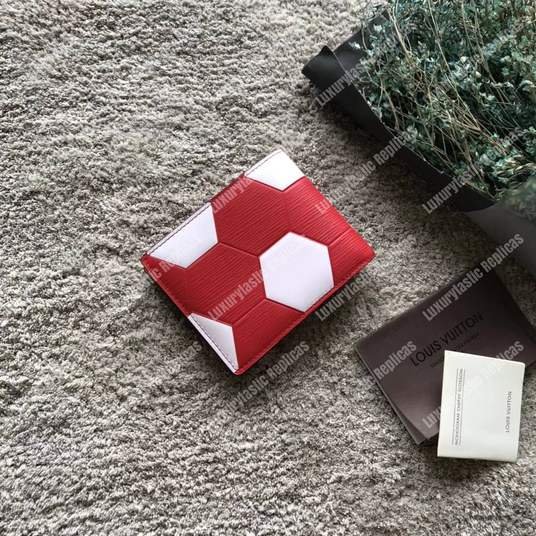 LV Slender Wallet Epi Leather Hexagon Red
