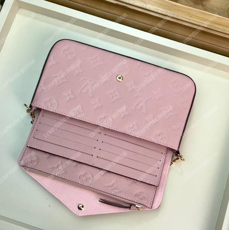 LV Pochette Felicie Monogram Empreinte Leather Rose Poudre
