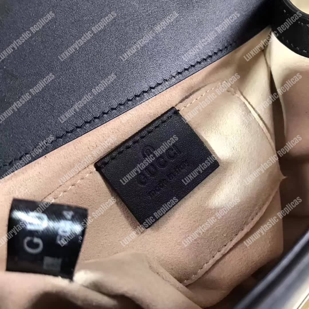 G*u*i padlock small leather shoulder bag black