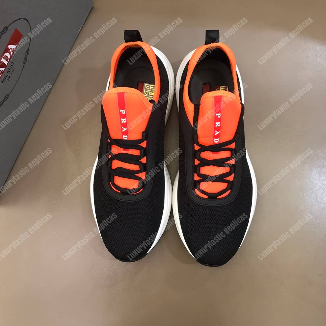 Pra*a mesh and neoprene sneakers orange