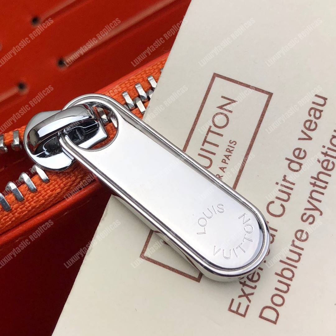 LV Zippy Wallet Mahina Leather Bleu Horizon Pumpkin