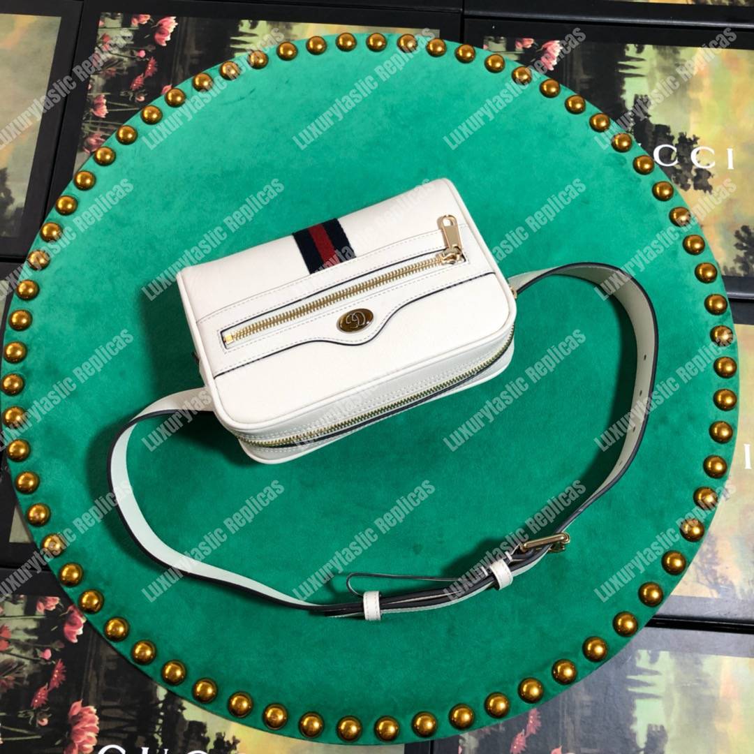 G*u*i ophidia white leather small belt bag