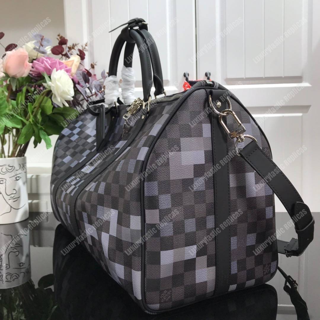 LV Keepall Bandoulière 50 Gray Pixel