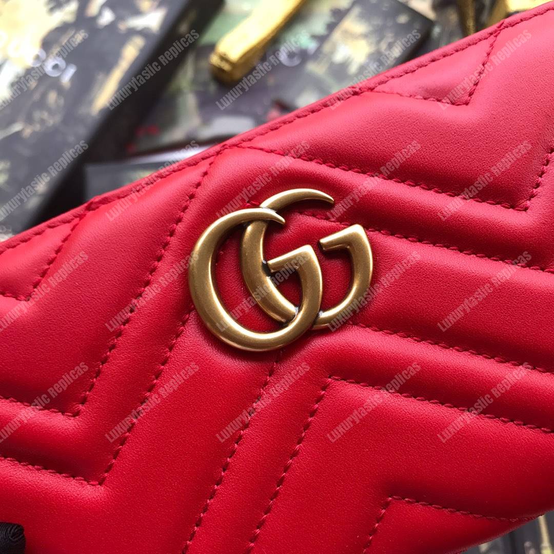 G*u*i gg marmont zip around wallet chevron red