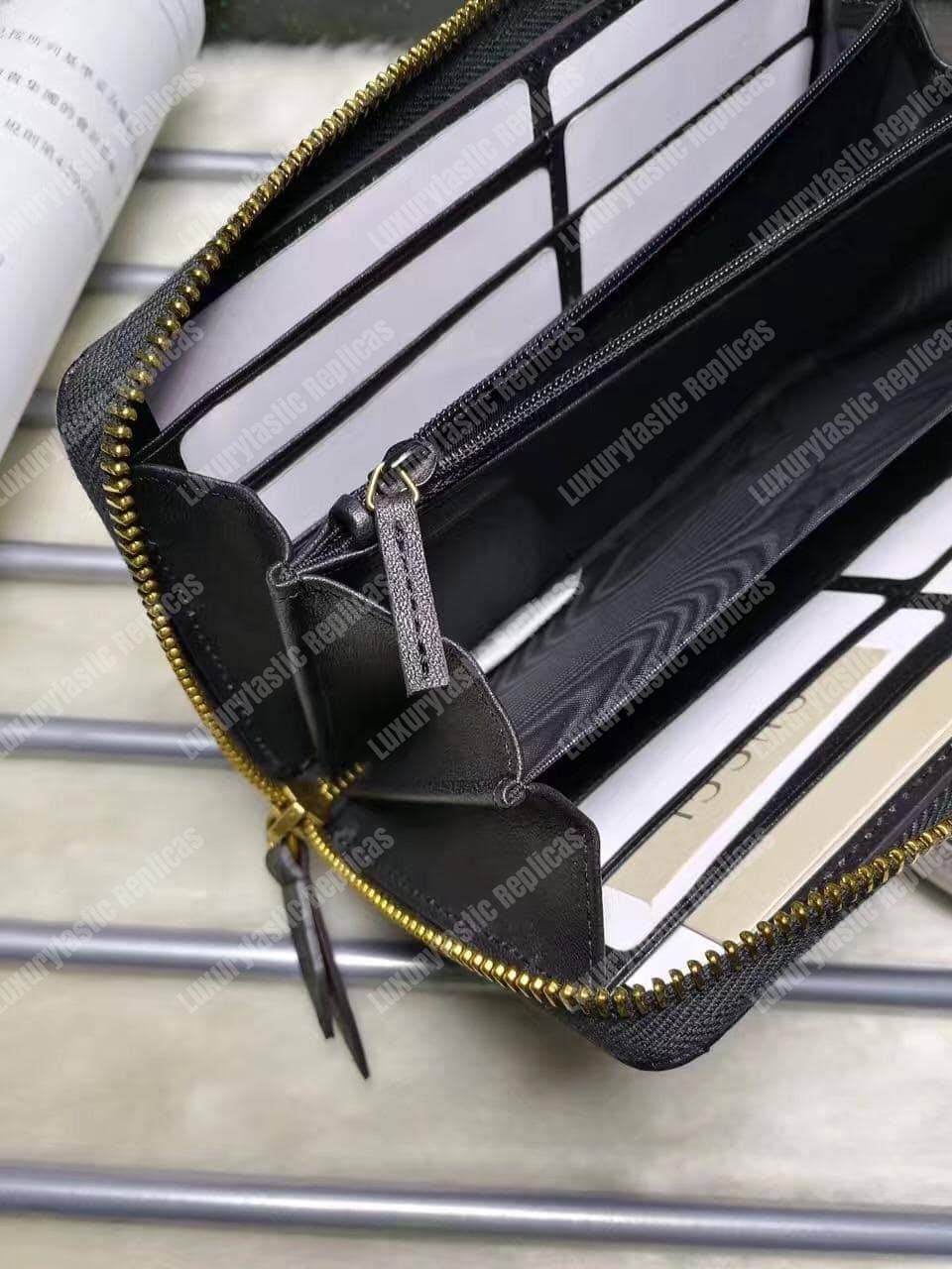 G*u*i gg marmont zip around wallet chevron black