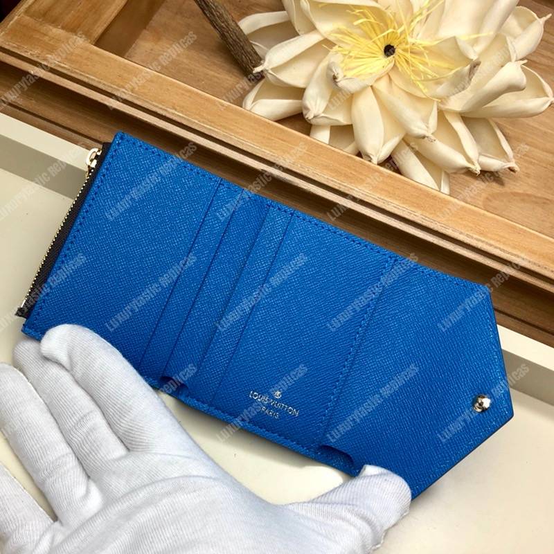 LV Zoé Wallet Monogram Bleu Jean colored leather