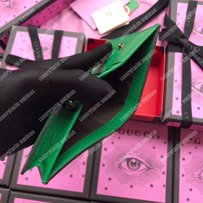 G*u*i embroidered leather card case green