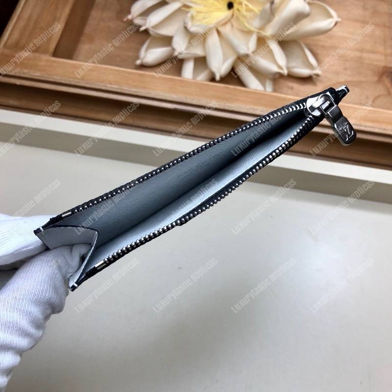 LV Coin Card Holder K45 Taiga Monogram White