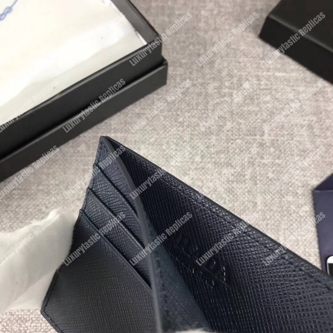 Pra*a leather card holder navy blue